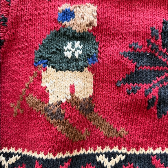 Ralph Lauren Red Crewneck Sweater with Skiing Bear Design - Picture 6 of 11